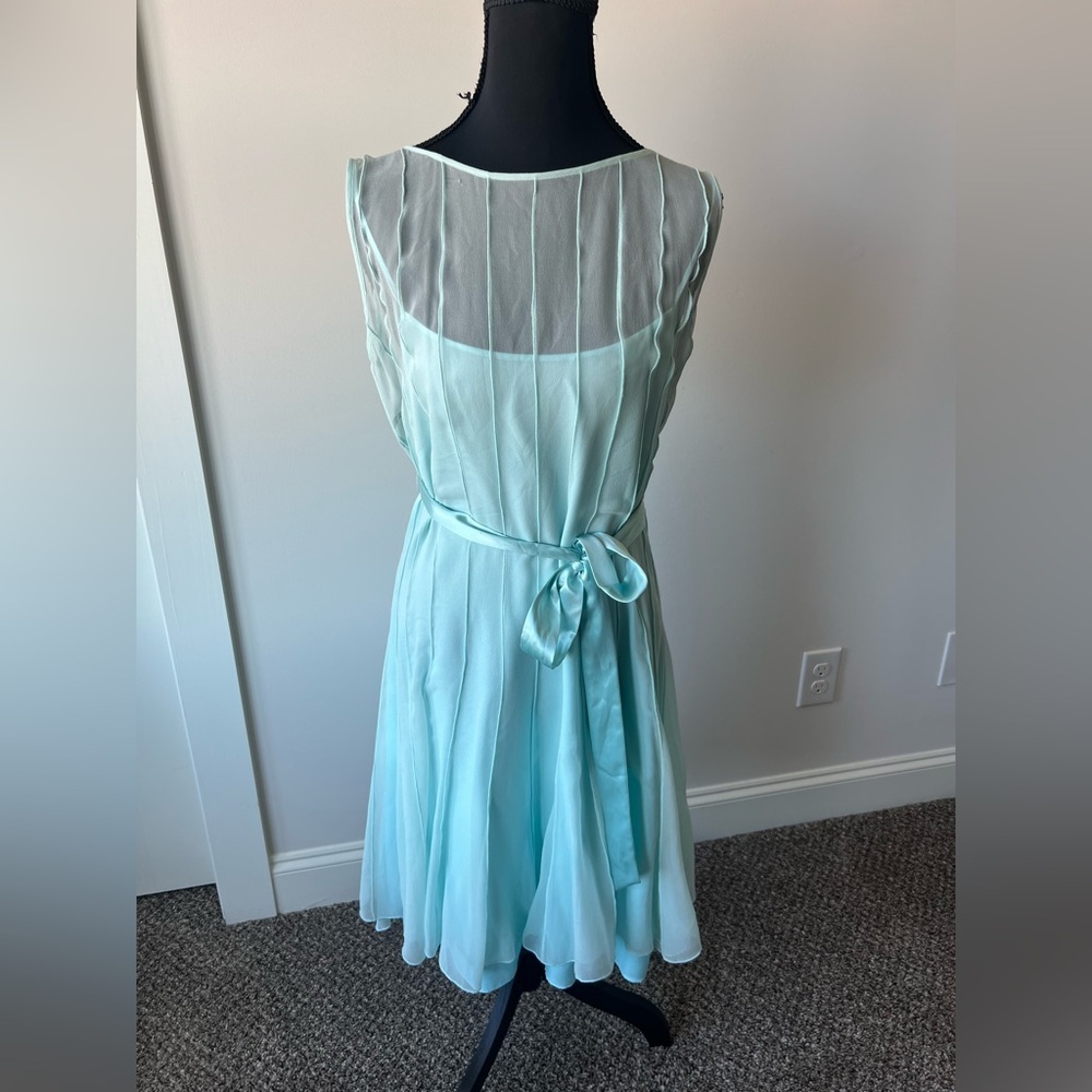 Calvin Klein Aqua Sheer Low Back Dress 100% Silk Size 10